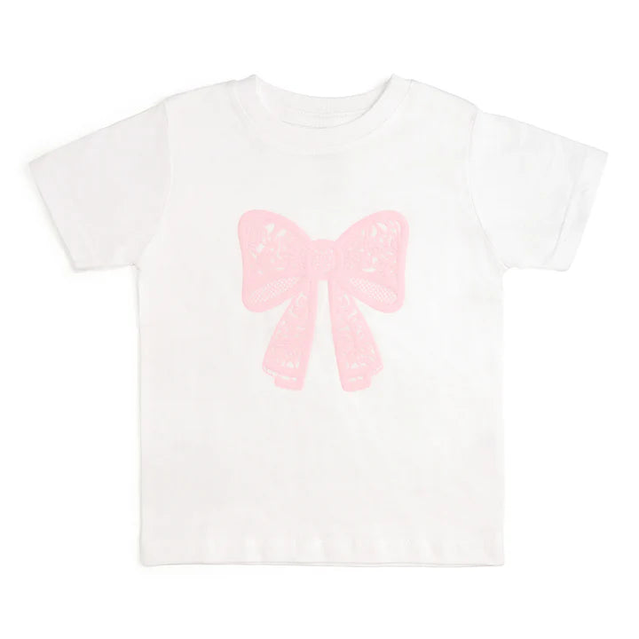 Lace Bow Puff Ink Short Sleeve T-Shirt