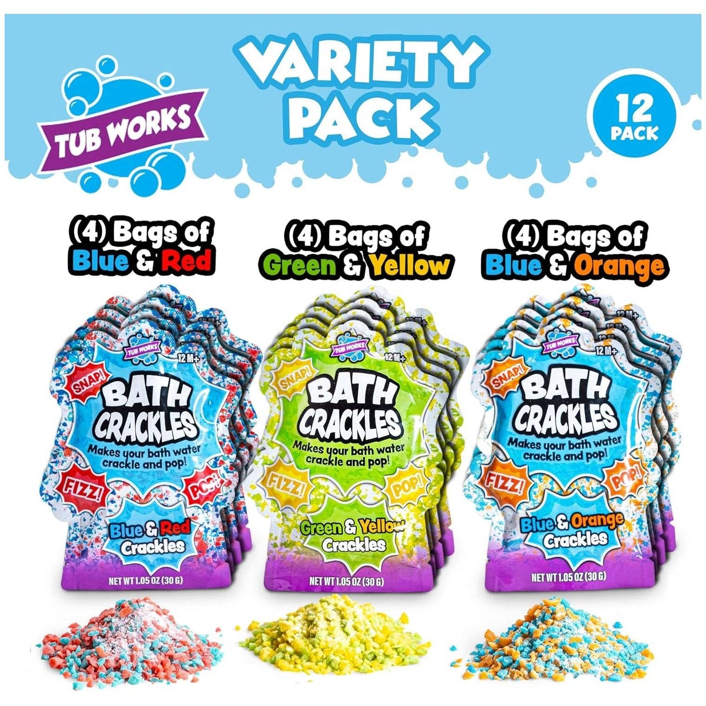 Tub Works® Bath Crackles Bath Toy, Variety 12 Pack - Tub Works LLC