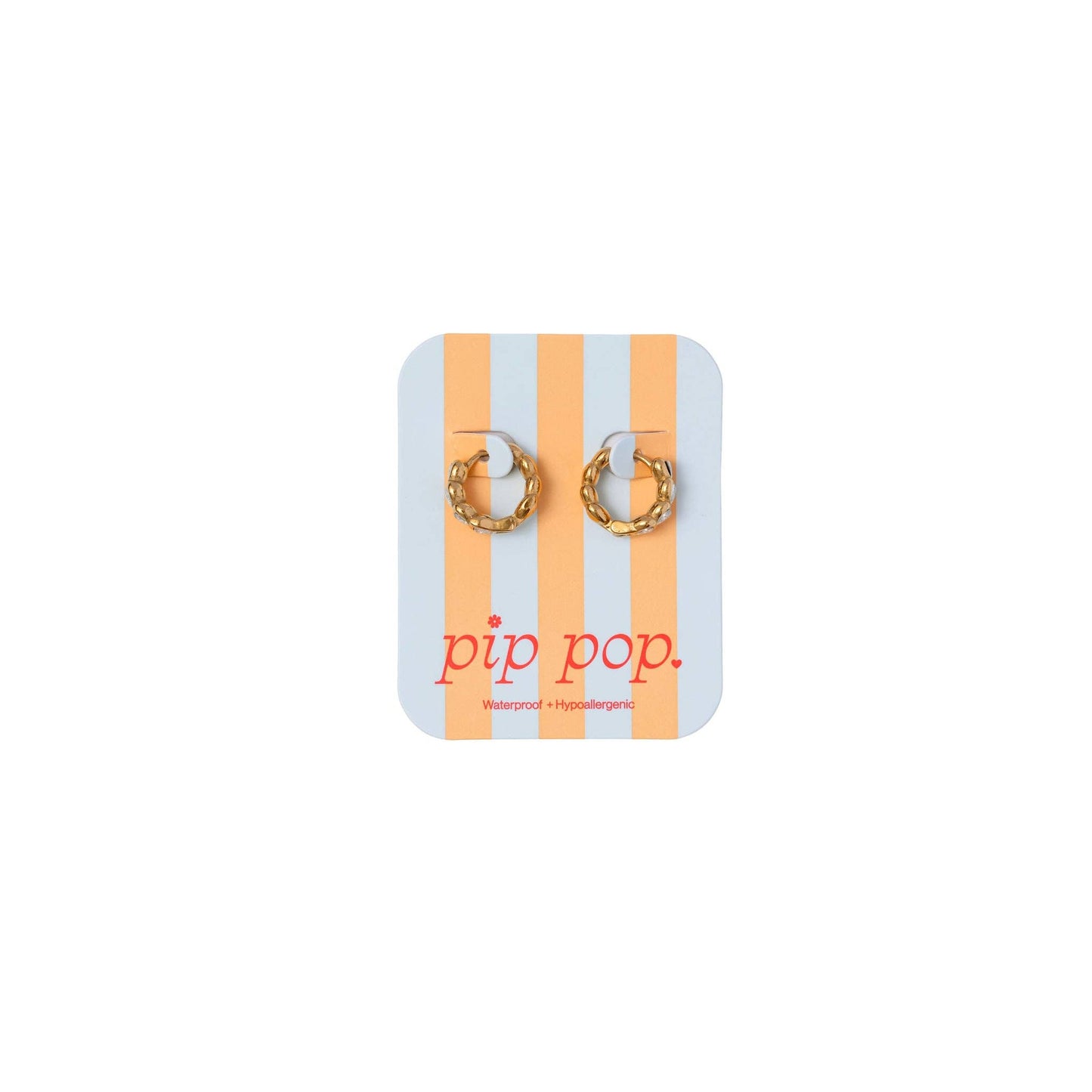 Heart Gem Hoop Earrings - Hypoallergenic, Flat Back, Girl : Pink / Pair