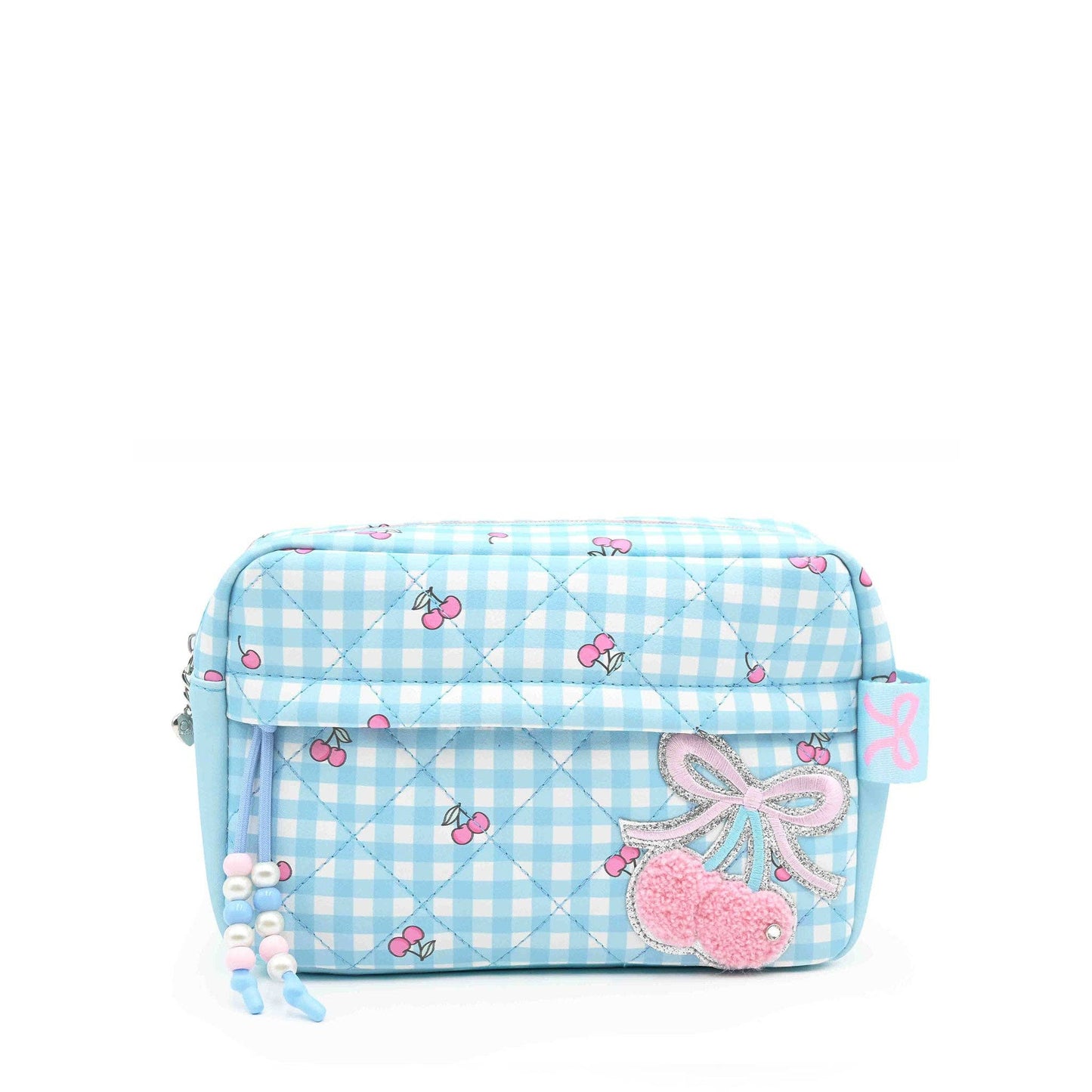 Quilted Cherry and Gingham Printed Pouch