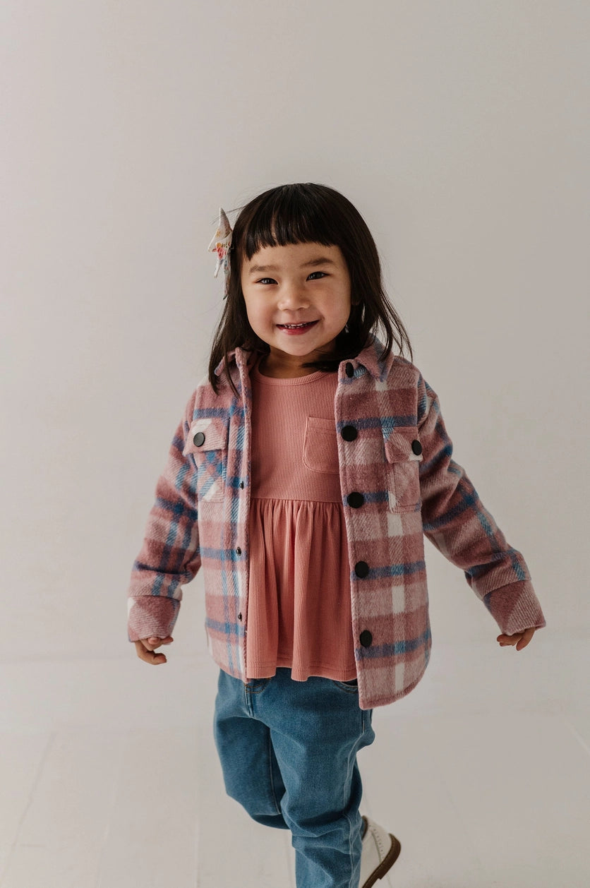 Kid's Hooded Shacket Pink