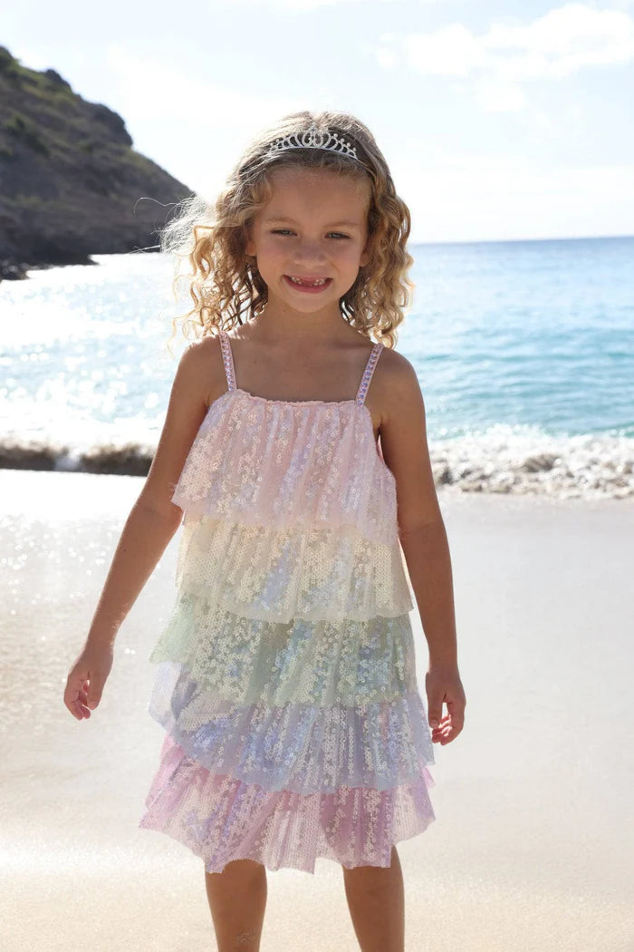 Rainbow Sequin Tiered Dress - Lola and the Boys