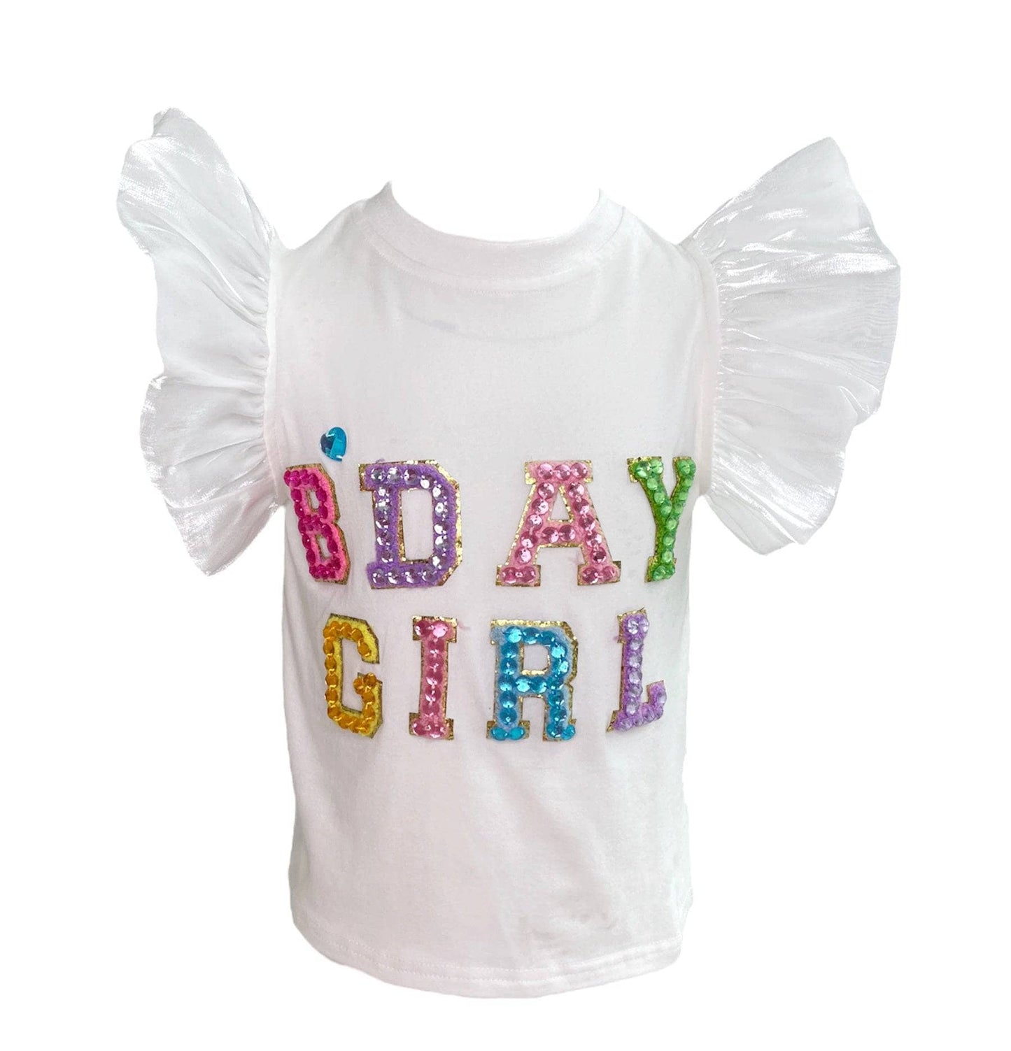Birthday Girl Gem Ruffle Sleeve Tee *Number on back* - Lola and the Boys