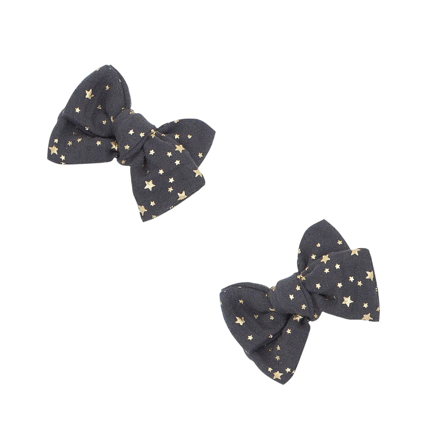2PK BABY BLOOM CLIPS: gauze pewter star - Baby Bling