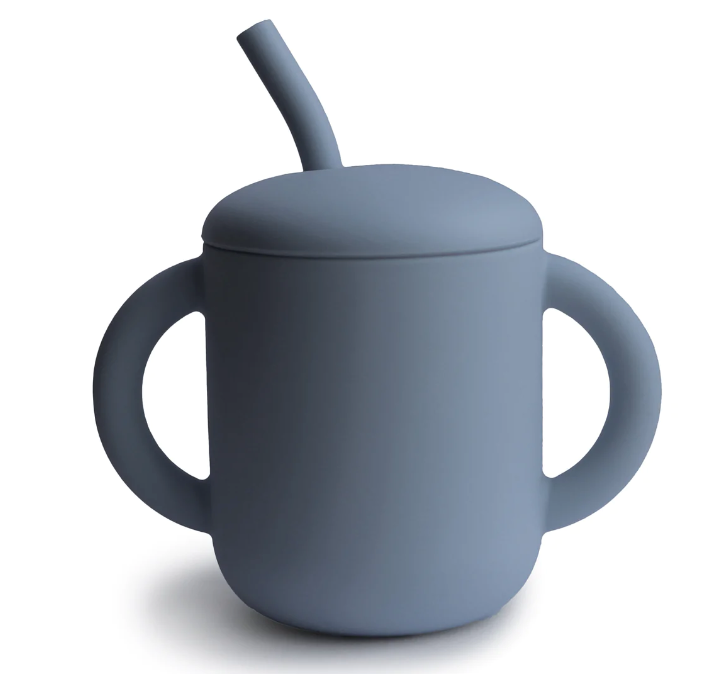 Silicone Training cup and straw (Tradewinds) - Mushie & Co