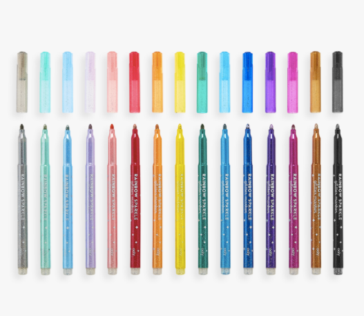 Rainbow Sparkle Glitter Markers - Ooly