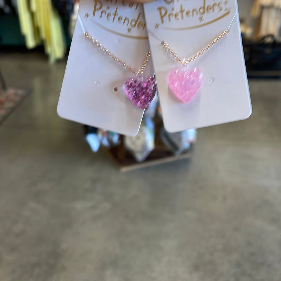 Boutique Glitter Heart Necklace - Great Pretenders