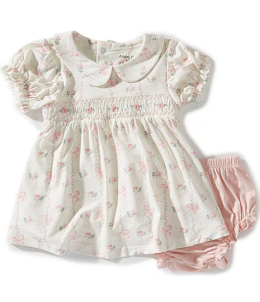 Baby Girls Bamboo Dainty Buds And Bows Dress - Angel Dear