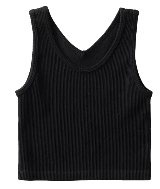 Suzette Collection Tween Reversible Ribbed Brami Tank - Black