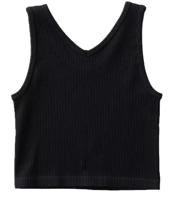 Suzette Collection Tween Reversible Ribbed Brami Tank - Black