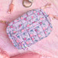 Quilted Scrunchies Floral Printed Pouch: Lavender Floral Print Scrunch