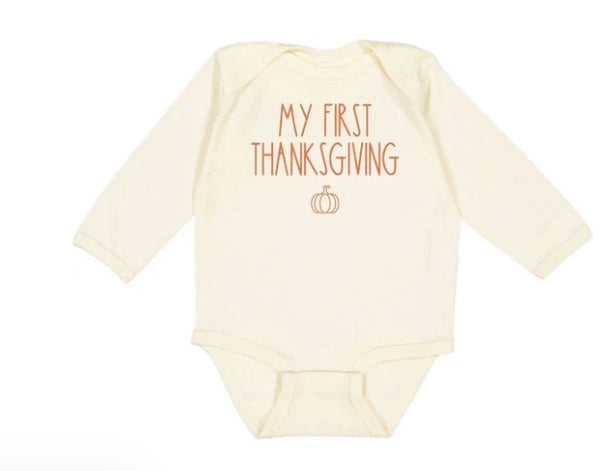 My First Thanksgiving Long Sleeve Bodysuit - Natural