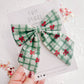 Green Plaid Red Bows Medium Sailor Bow