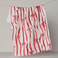 Falling Ribbon Tea Towel - Red