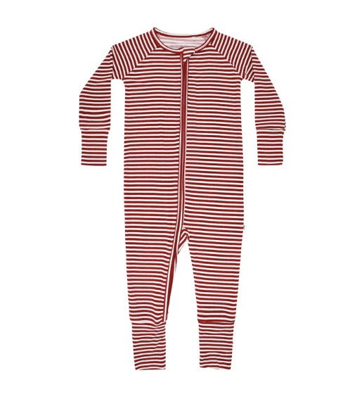 Red Stripe Small Ribbed Zip Romper