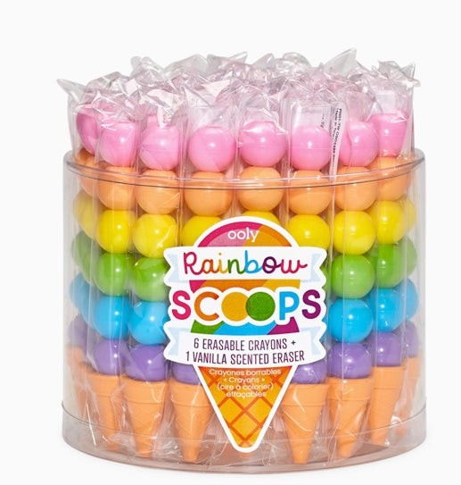 Rainbow Scoops: Stacking Erasable Crayons + Scented Eraser