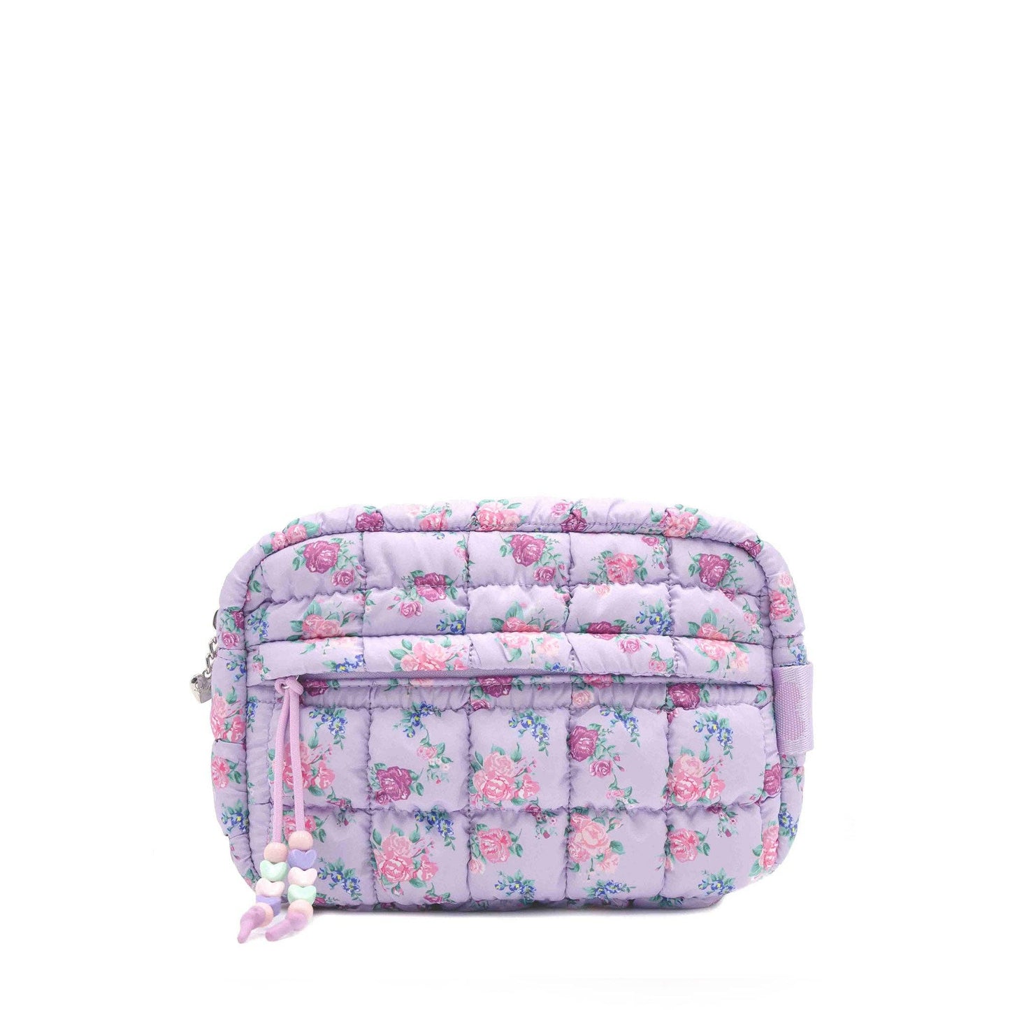 Quilted Scrunchies Floral Printed Pouch: Lavender Floral Print Scrunch