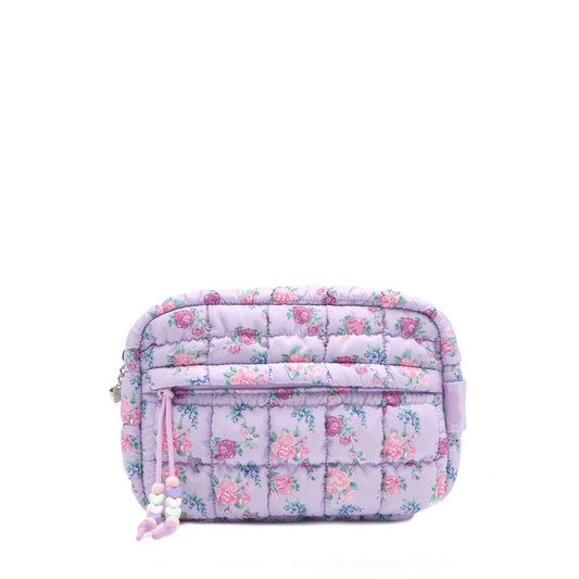 Quilted Scrunchies Floral Printed Pouch: Lavender Floral Print Scrunch