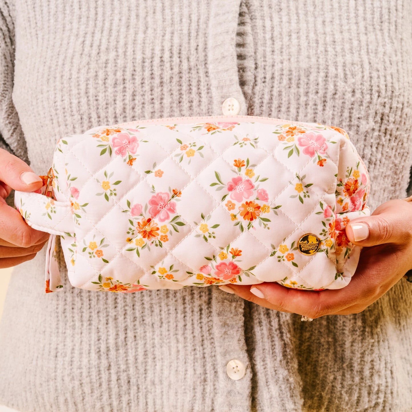 Essentials Quilted Cosmetic Pouch-Endless Daydream Cream - The Darling Effect