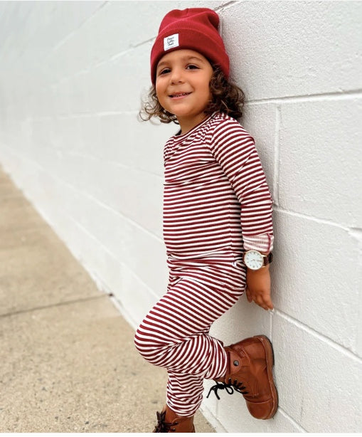 Red Stripe Small Ribbed Two-Piece Set