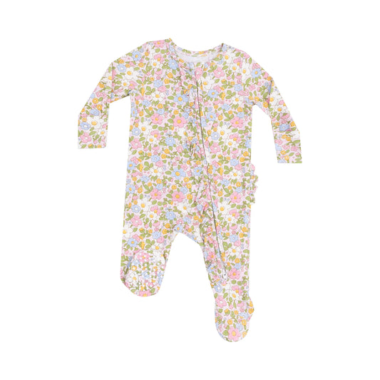 2 Way Zipper Ruffle Front Footie- bubbly baby calico - Angel Dear