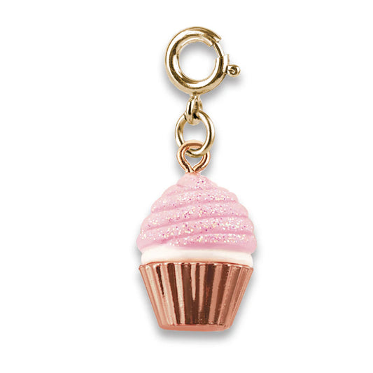 Gold Pink Glitter Cupcake Charm - Charm Its