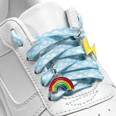 Shoelaces W/Charms Set - Clouds W/Rainbow & Lightning Charms