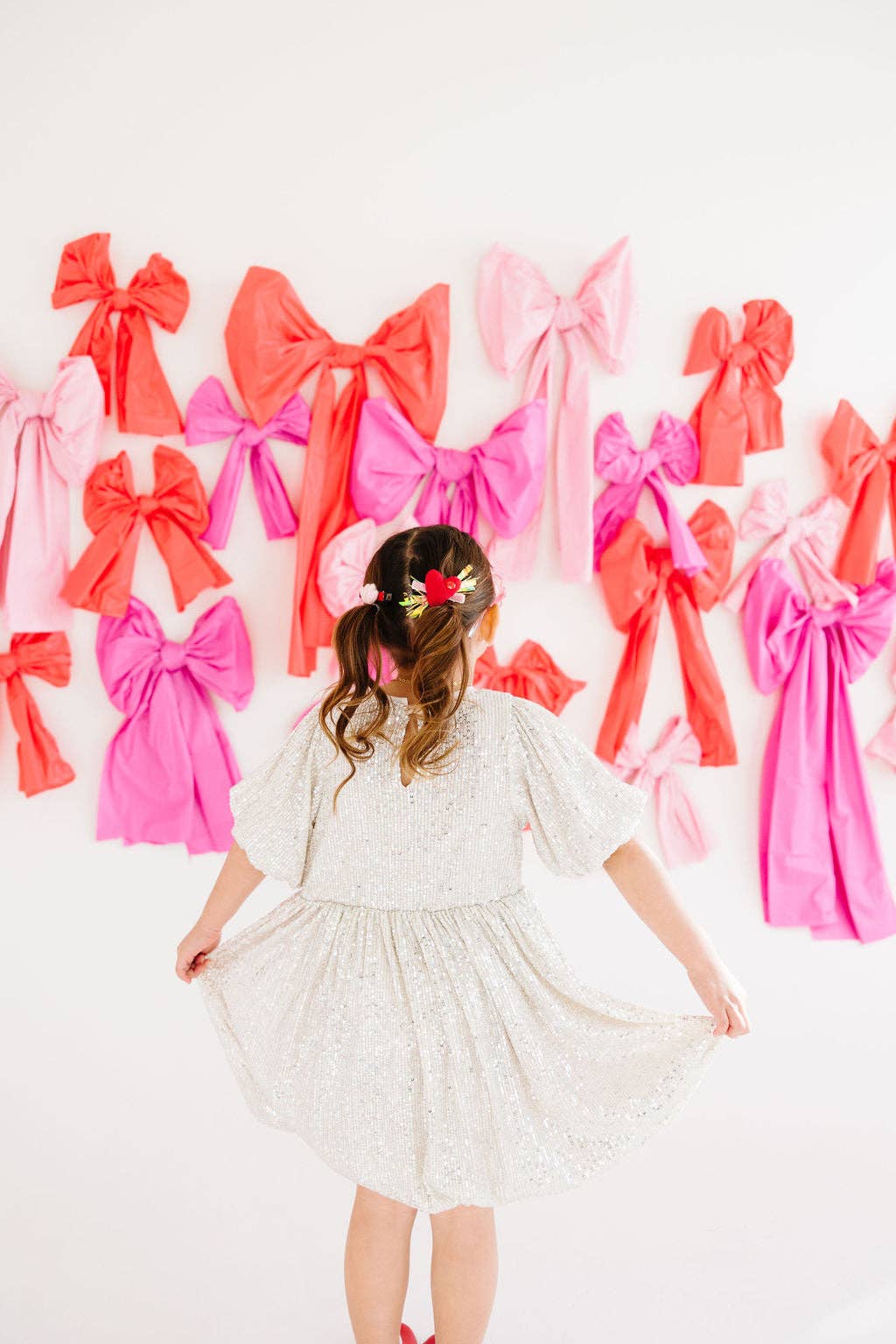 Xo Pink Hearts & Red Party Sequins Heart Clip Set