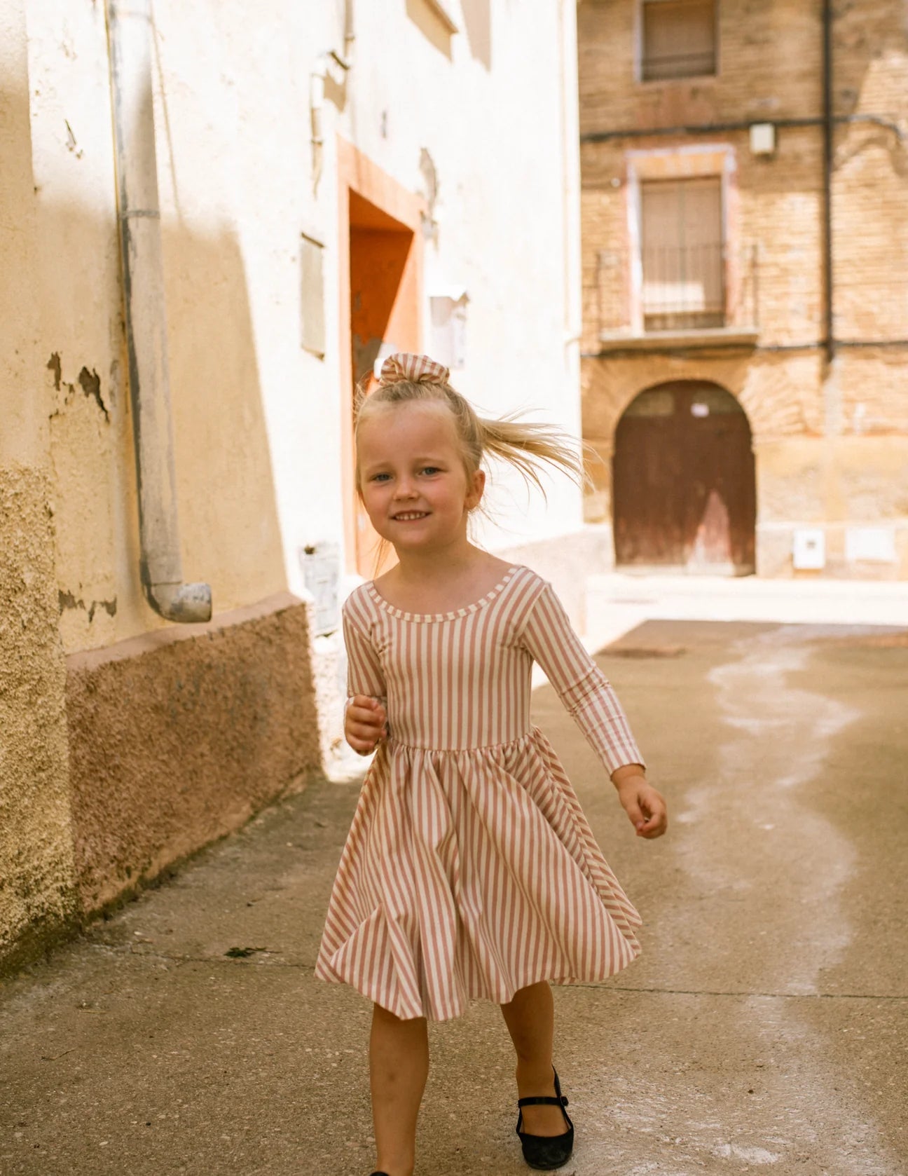 Twirl Dress in Vintage Pink Stripes - Good Apples