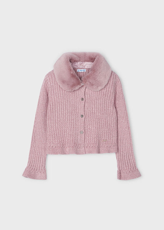 Katie Ribbed Cardigan- Rose