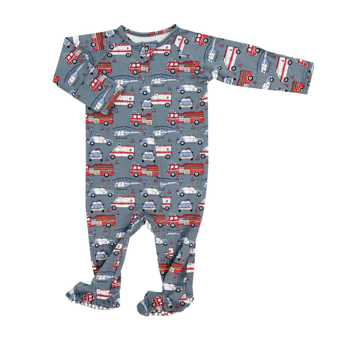 Ironman Zipper Footie - Sweet Bamboo