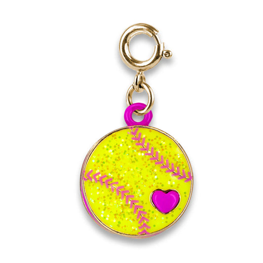 Gold Glitter Softball Charm - Charm Its