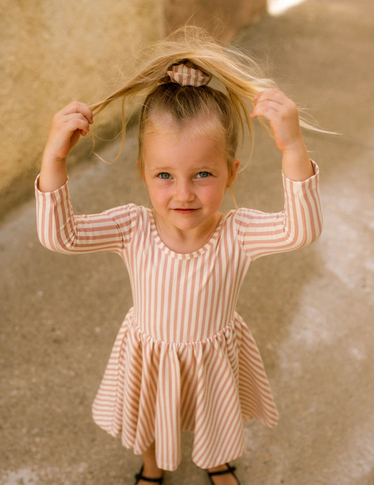 Twirl Dress in Vintage Pink Stripes - Good Apples