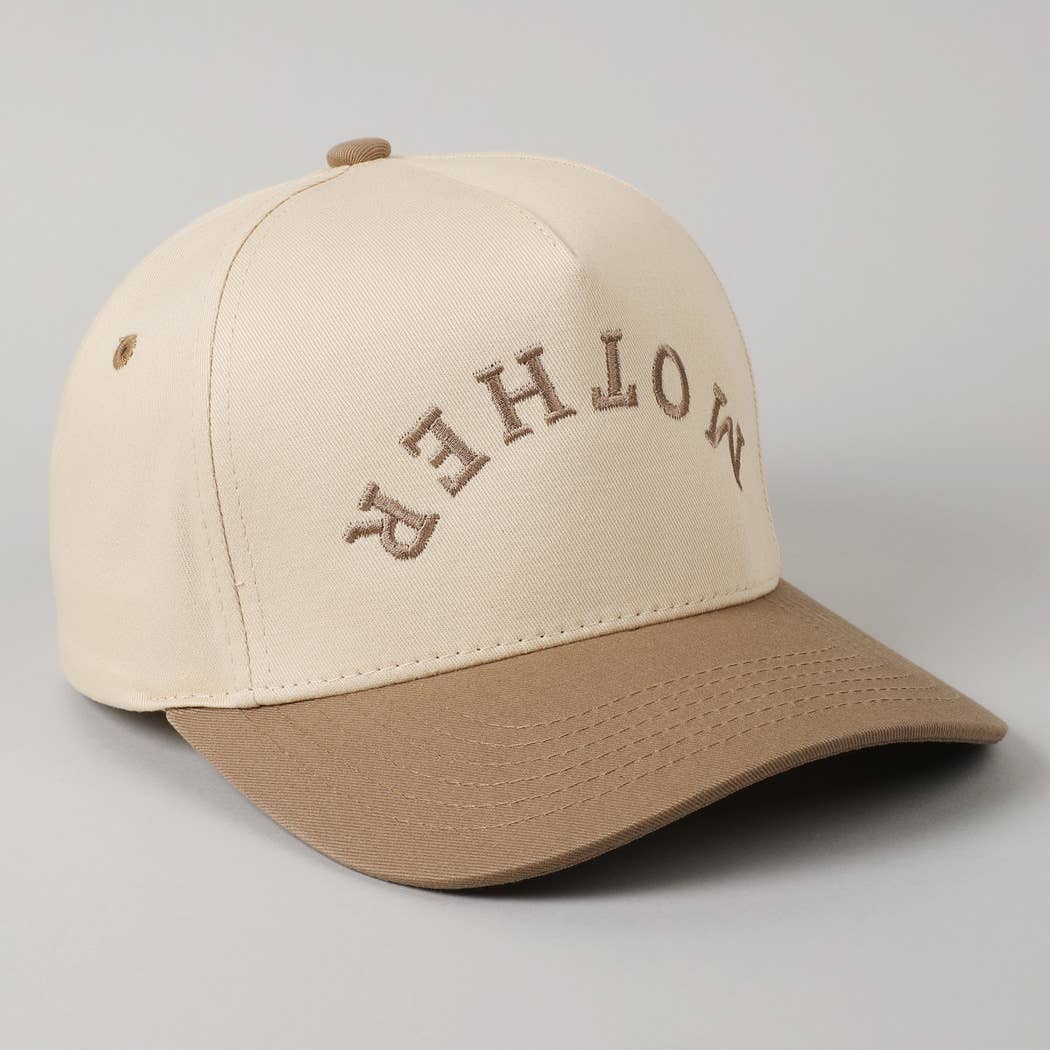 MOTHER Upside Down Lettering Embroidery Cap: LT PINK