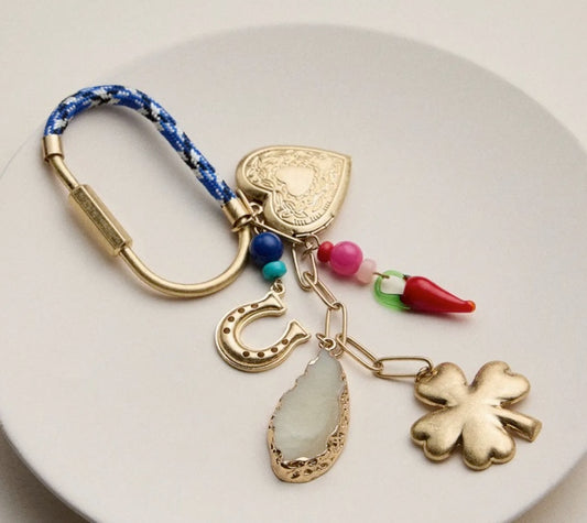 Gold Lucky Charm Keychain | Clover & Heart - Lilla Haven