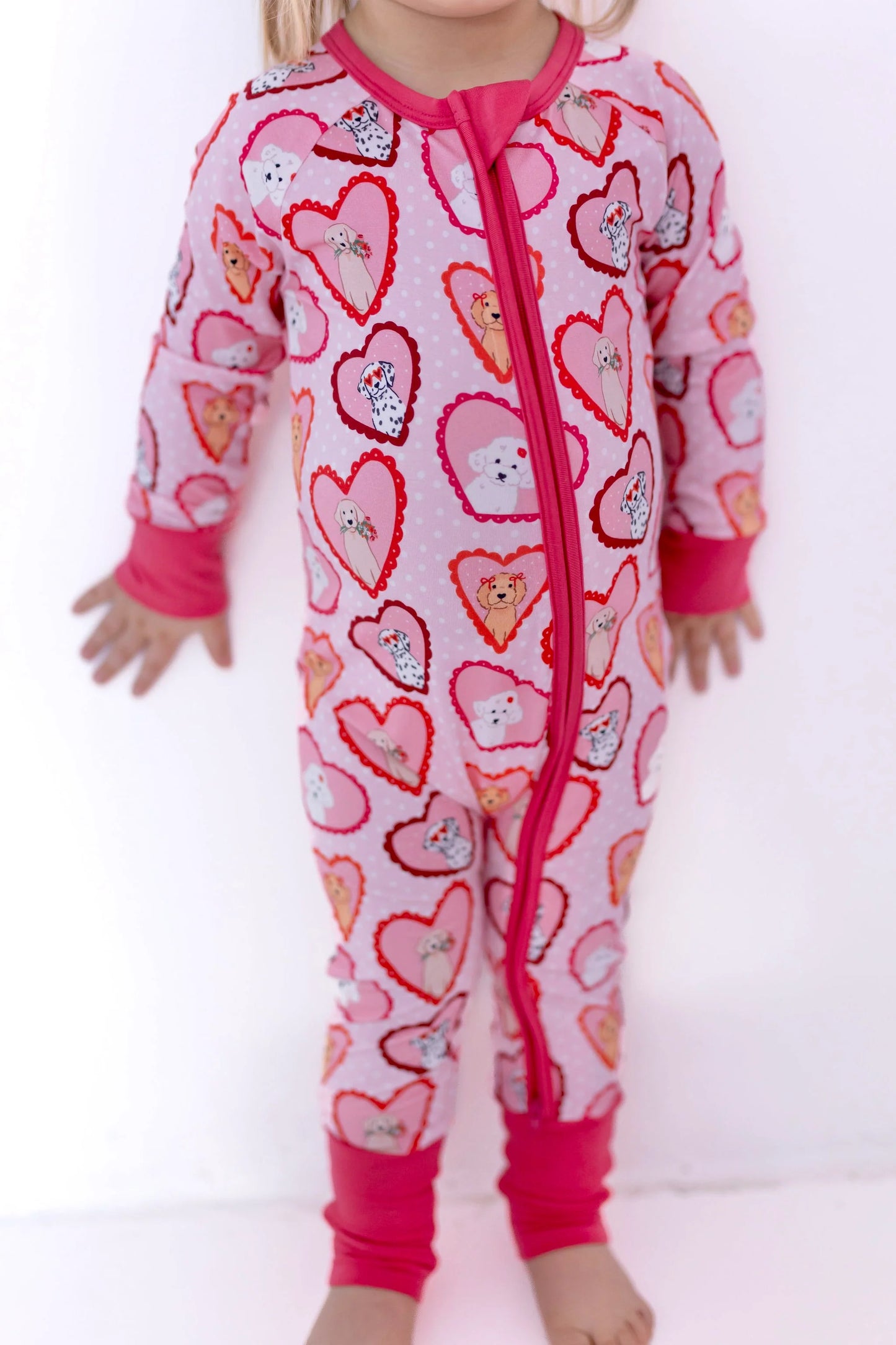 Pink Fur-Ever Valentine Zipper Romper - In My Jammers