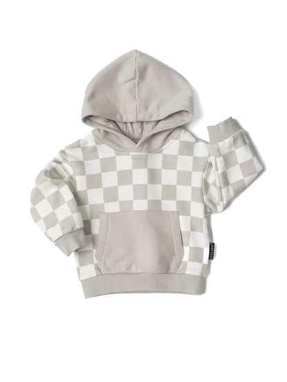 Checkered Hoodie- Fog