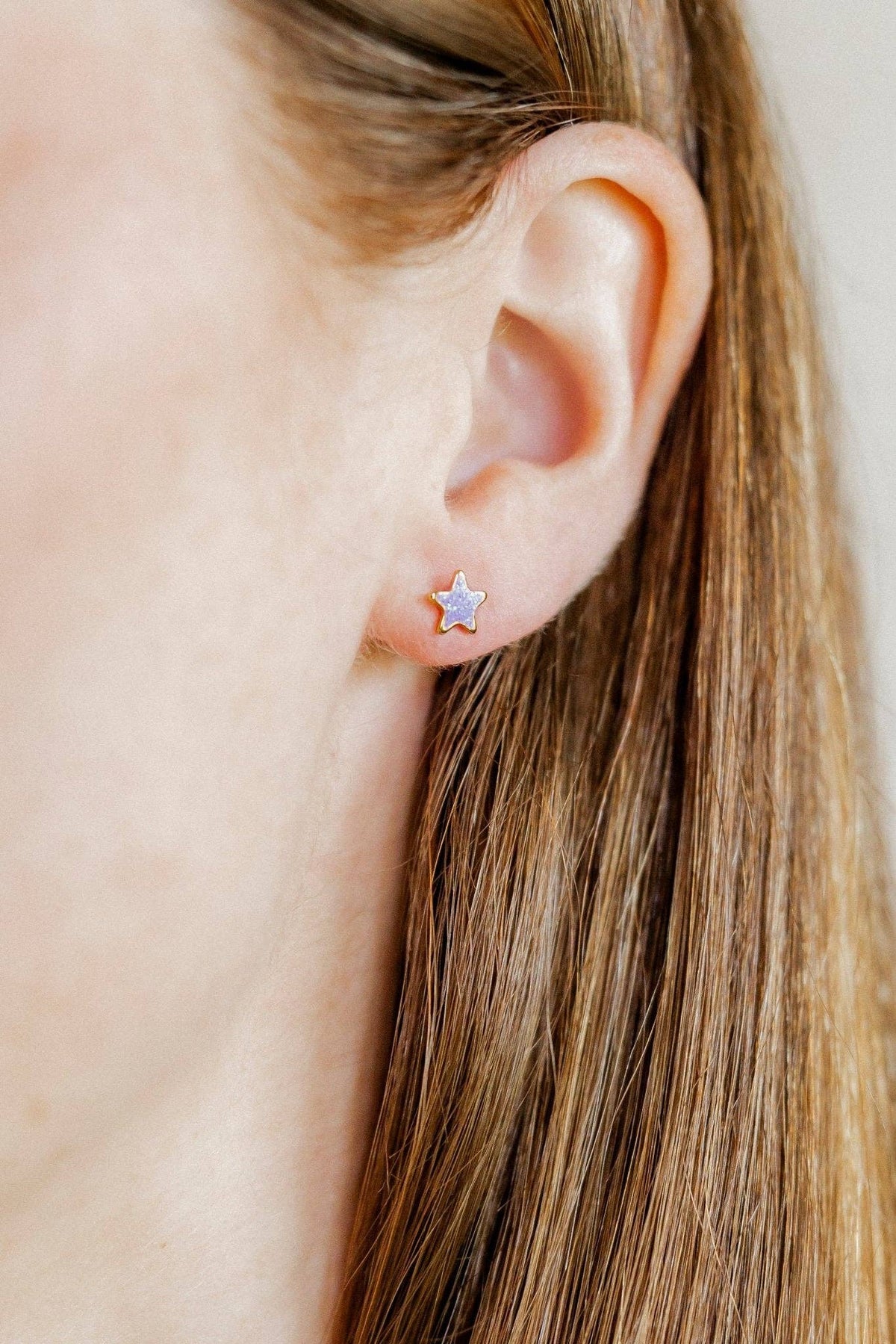 Screwback Stud Earrings - Nora Star Purple