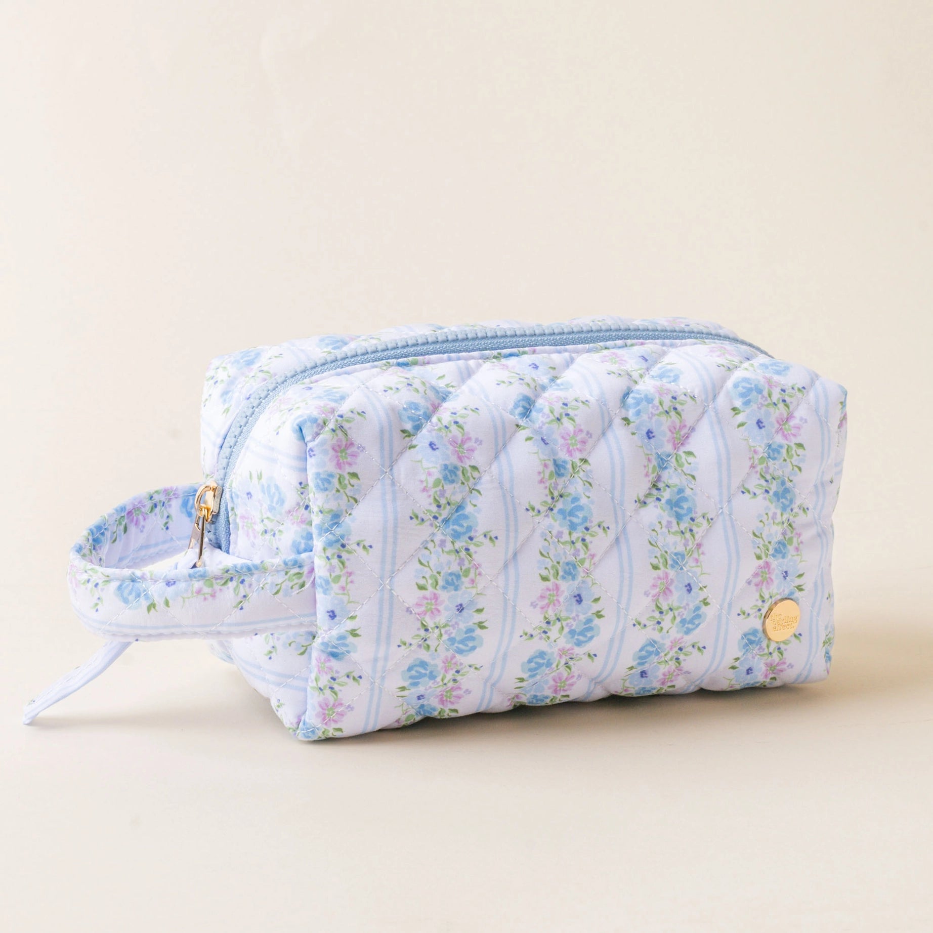 Essentials Quilted Cosmetic Pouch-Petal Parade Blue - The Darling Effect