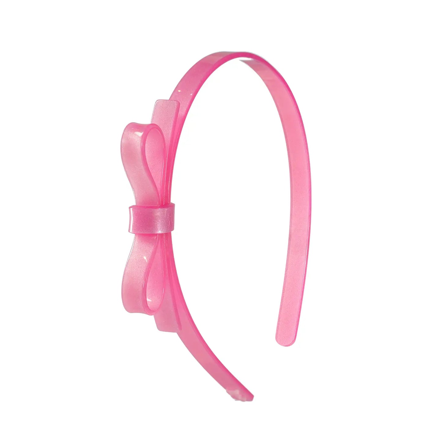 Thin Bow Pink Satin Headband
