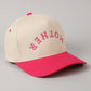 MOTHER Upside Down Lettering Embroidery Cap: LT PINK