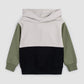 Cement Color Block Hooded Sweatshirt