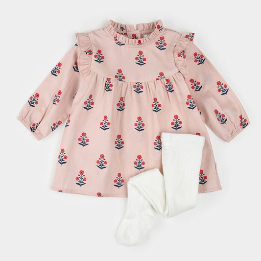 Poppy Print on Rose Brushed Twill Dress Set