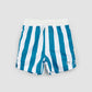 Striped Bluejay & White Swim Trunks