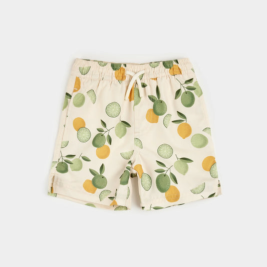 Citrus Print on Antique White Swim Trunks