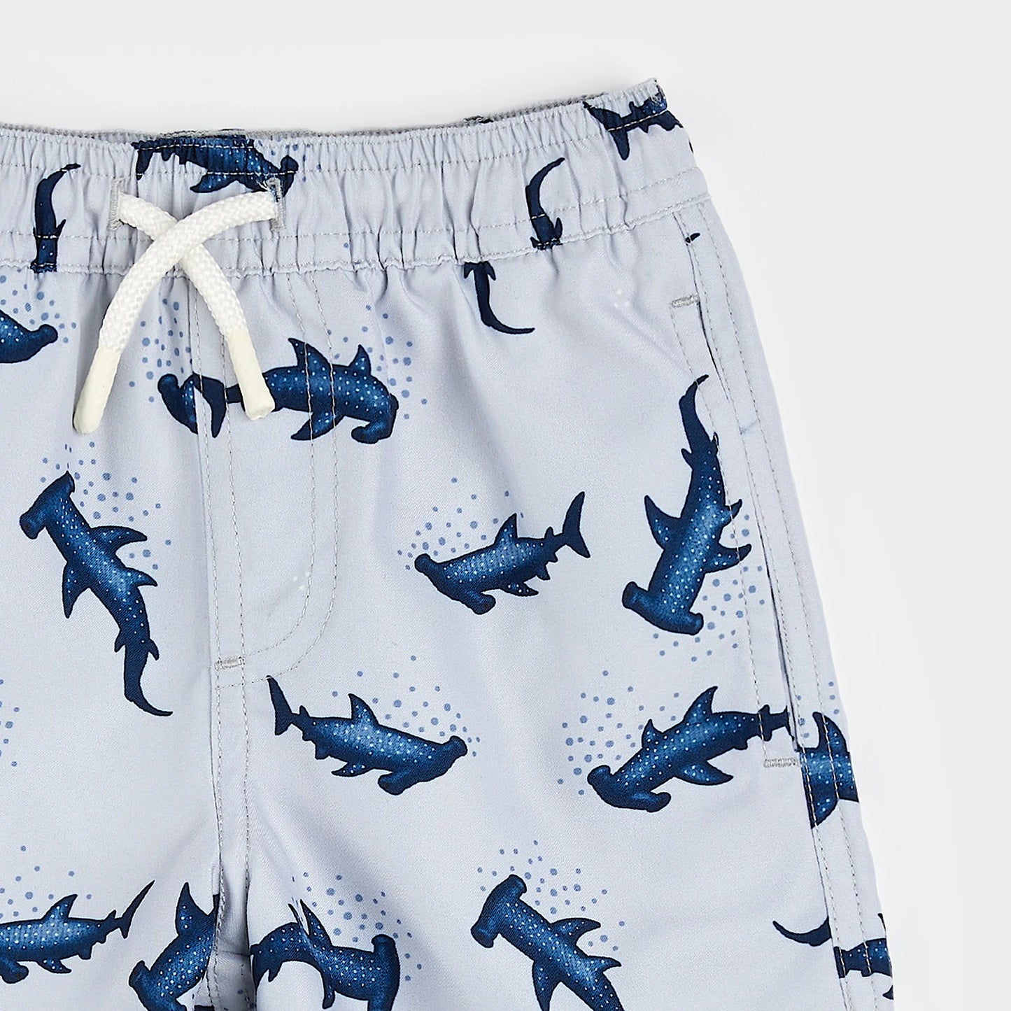 Hammerhead Shark Print on Lunar Rock Swim Trunks