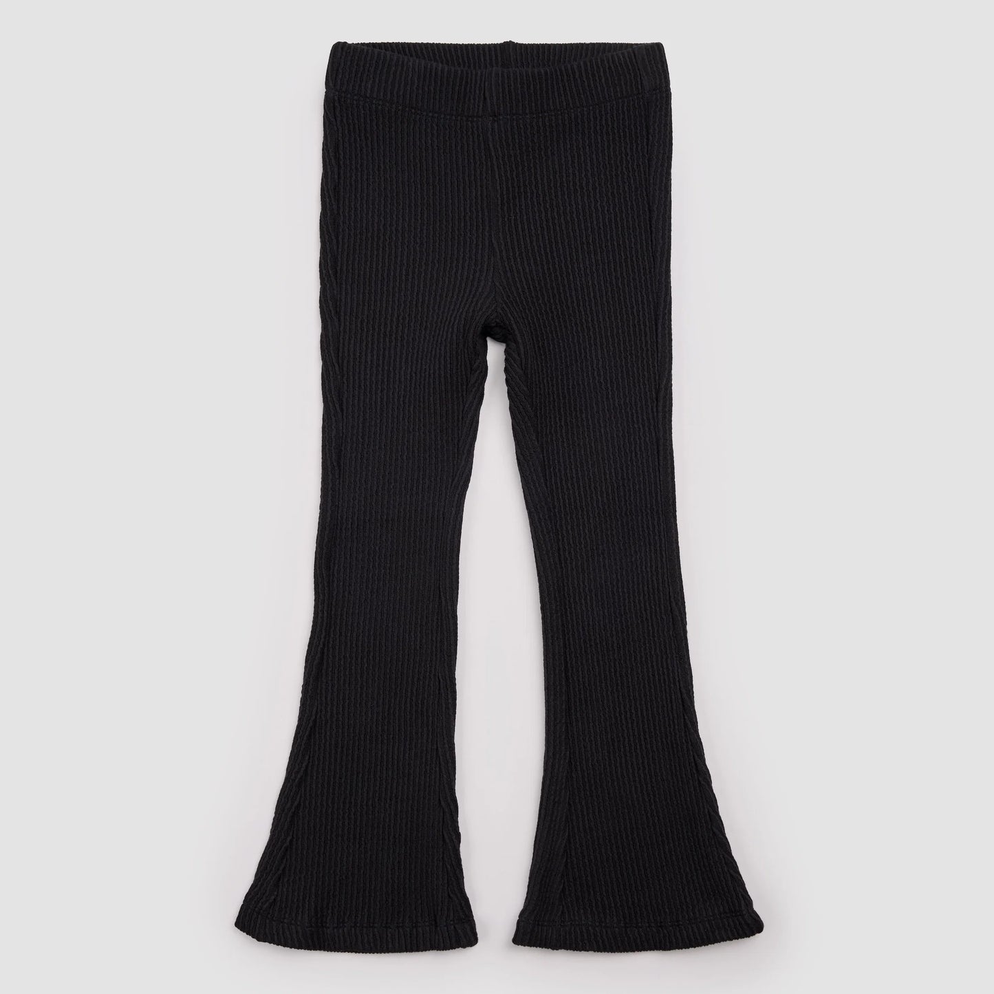Black Flared Rib Leggings