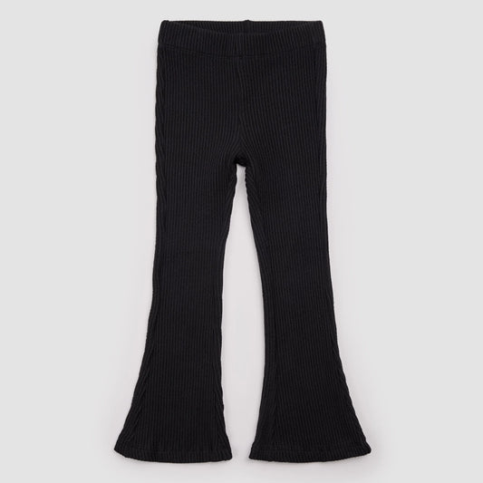Black Flared Rib Leggings