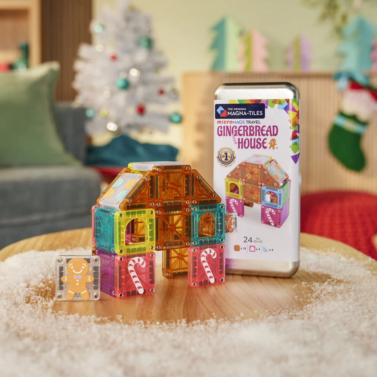 microMAGS   Gingerbread   House   24   Piece   Travel   Set