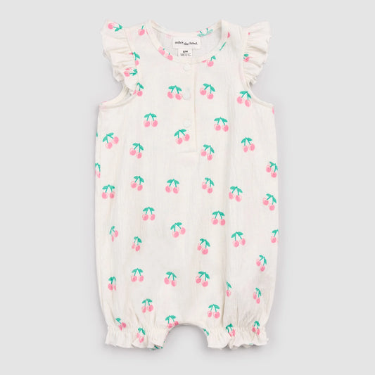 Cherries on Ivory Ruffled Playsuit